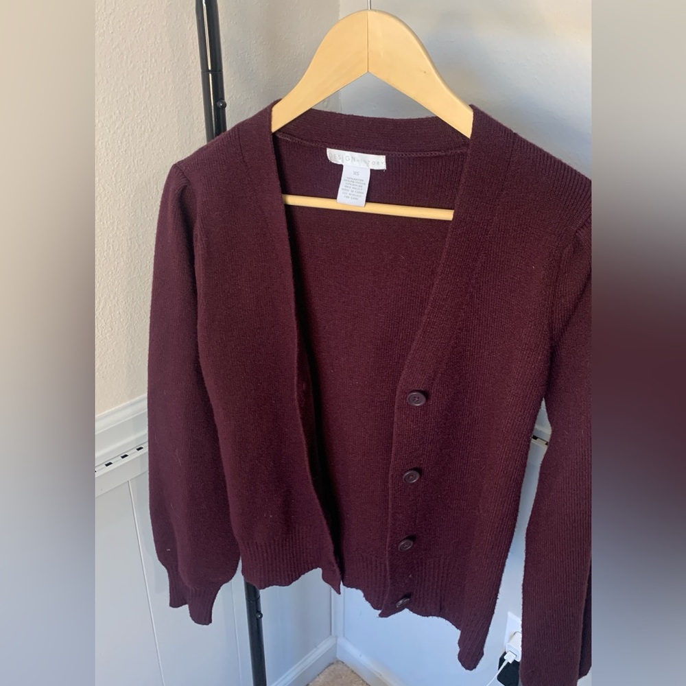 Design History Puff Sleeve Cardigan